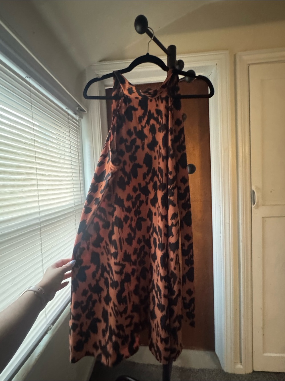 Rusty Orange & Black Leopard Print Sleeveless Dress
